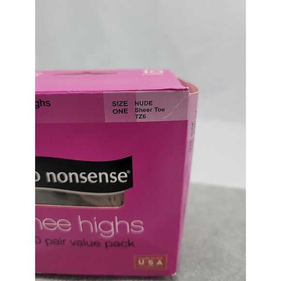 NO NONSENSE 10 Pair Knee Highs Comfort Top Pantyhose One Size Nude Sheer Toe NEW - Picture 2 of 10